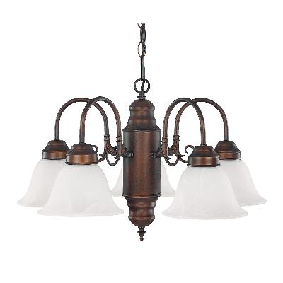 Five Light Chandelier - Burnished Bronze