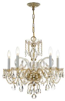 Crystorama - 1005-PB-CL-MWP - Traditional Crystal - Five Light Chandelier - Polished Brass