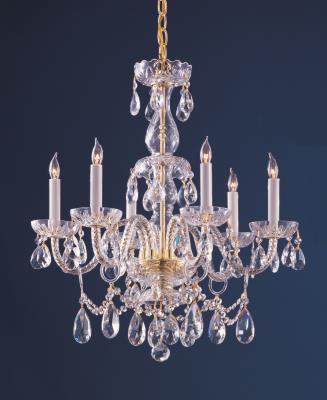 Crystorama - 1126-PB-CL-MWP - Traditional Crystal - Six Light Chandelier - Polished Brass