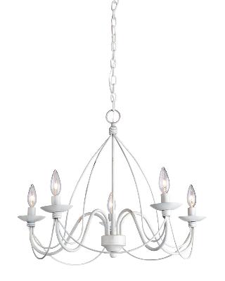 Artcraft - AC1485AW - Wrought Iron - Five Light Chandelier - Antique White