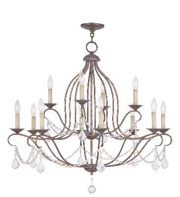 12 Light Chandelier - Hand Applied Venetian Golden Bronze