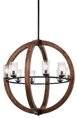 Grand Bank - Eight Light Chandelier - Auburn Stained