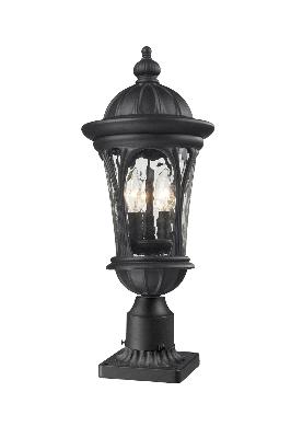 Three Light Outdoor Pier Mount - Black