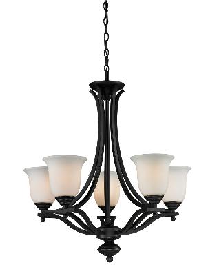 Five Light Chandelier - Matte Black