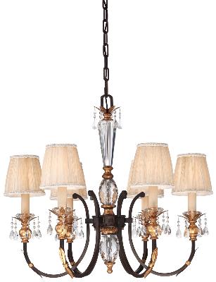 Bella Cristallo - Six Light Chandelier - French Bronze W/ Gold Highlights