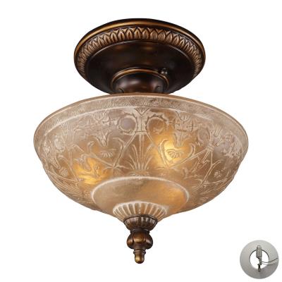 Three Light Semi Flush Mount - Golden Bronze