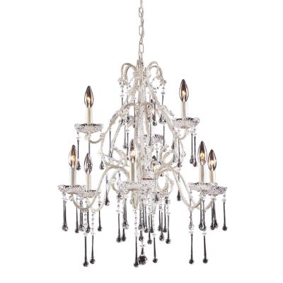 Nine Light Chandelier - Antique White