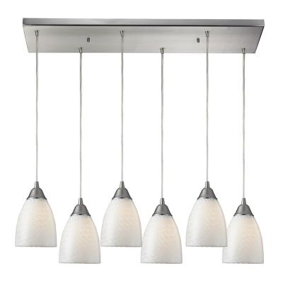 Six Light Pendant - Satin Nickel