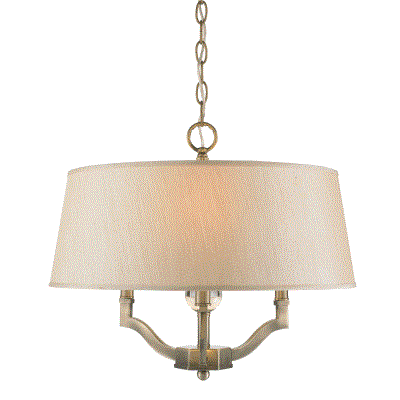 Three Light Semi-Flush Mount - Aged Brass