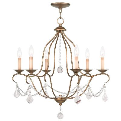 Six Light Chandelier - Hand Applied Antique Gold Leaf