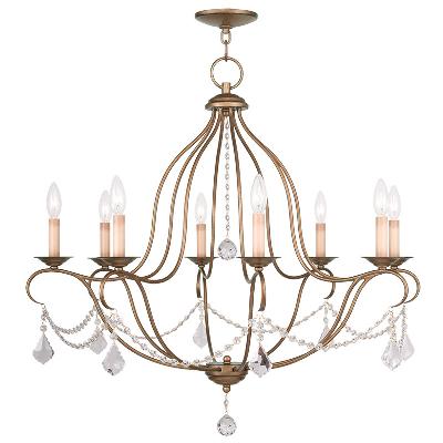 Eight Light Chandelier - Hand Applied Antique Gold Leaf