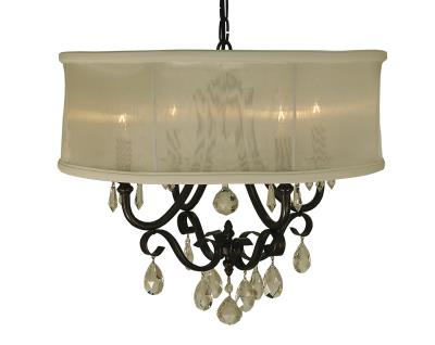 Framburg - 1234 MB/SC - Liebestraum - Four Light Chandelier - Mahogany Bronze with Sheer Cream Shade