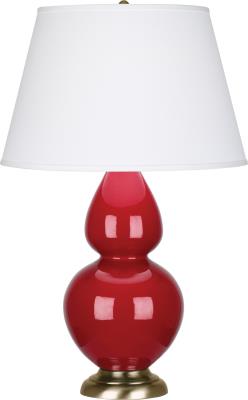 Robert Abbey - RR20X - Double Gourd - One Light Table Lamp - Ruby Red Glazed Ceramic w/Antique Brass