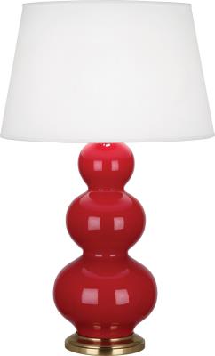 Robert Abbey - RR40X - Triple Gourd - One Light Table Lamp - Ruby Red Glazed Ceramic w/Antique Brass