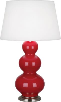 Robert Abbey - RR42X - Triple Gourd - One Light Table Lamp - Ruby Red Glazed Ceramic w/Antique Silver