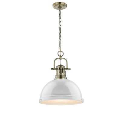 Golden - 3602-L AB-WH - Duncan AB - One Light Pendant - Aged Brass