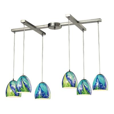 Six Light Pendant - Satin Nickel