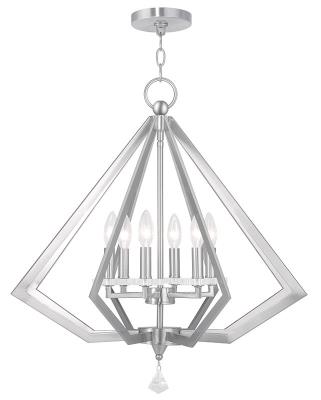 Livex Lighting - 50666-91 - Diamond - Six Light Chandelier - Brushed Nickel