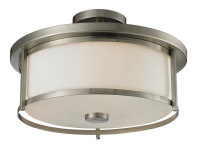 Three Light Semi Flush Mount - Brushed Nickel