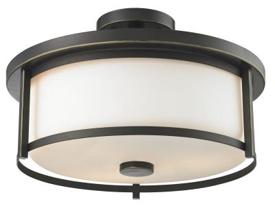 Three Light Semi Flush Mount - Olde Bronze