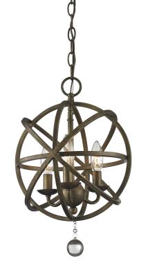 Three Light Chandelier - Golden Bronze