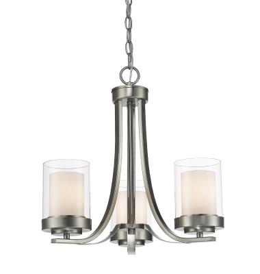 Three Light Chandelier - Brushed Nickel