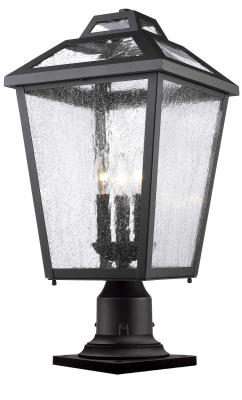 Three Light Outdoor Pier Mount - Black