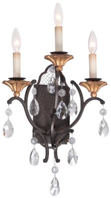 Cortona - Three Light Wall Sconce - French Bronze W/ Gold Highlights