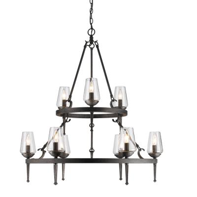 Nine Light Chandelier - Dark Natural Iron