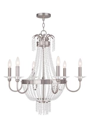Tuthill Lighting Livex Lighting 51846 91 Valentina Six Light Chandelier Brushed Nickel