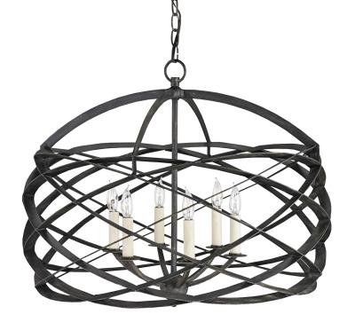 Six Light Chandelier - Black Iron