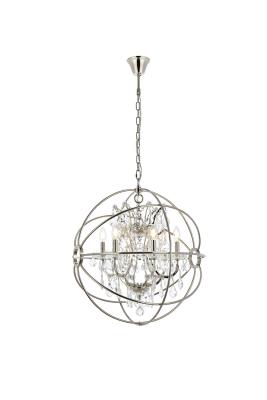 Elegant Lighting - 1130D25PN/RC - Geneva - Six Light Chandelier - Polished Nickel