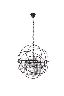 Elegant Lighting - 1130D32DB-SS/RC - Geneva - Six Light Chandelier - Dark Bronze