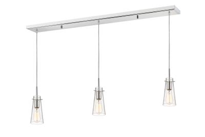 Three Light Linear Chandelier - Chrome