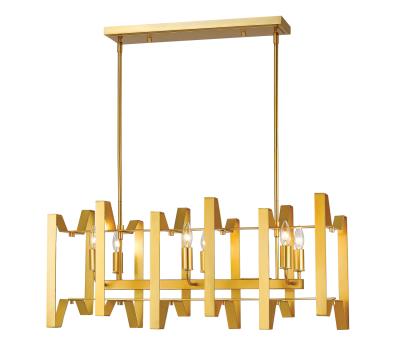 Six Light Linear Chandelier - Polished Metallic Gold