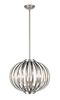 Five Light Pendant - Brushed Nickel