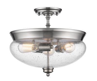 Three Light Semi Flush Mount - Brushed Nickel