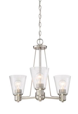 Three Light Chandelier - Satin Platinum