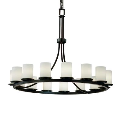 Justice Designs - FSN-8715-10-OPAL-DBRZ - Fusion - 15 Light Chandelier - Dark Bronze