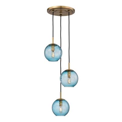 Hudson Valley - 2033-AGB-BL - Rousseau - Three Light Pendant - Aged Brass