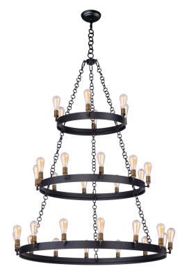 Noble - 30 Light Chandelier - Black / Natural Aged Brass