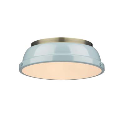 Two Light Flush Mount - Aged Brass