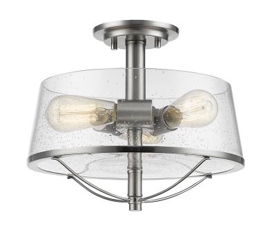 Three Light Semi Flush Mount - Brushed Nickel