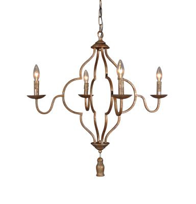 Four Light Chandelier - Rustic Gold