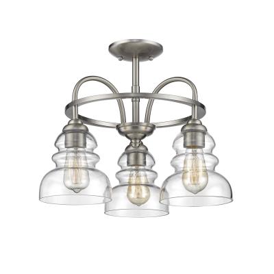A W Lighting Brighton Three Light Semi Flush Ceiling Mount Satin Nickel
