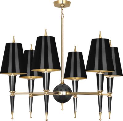 Robert Abbey - B904 - Jonathan Adler Versailles - Six Light Chandelier - Black Lacquered Paint w/Modern Brass