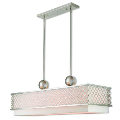 Nine Light Linear Chandelier - Brushed Nickel