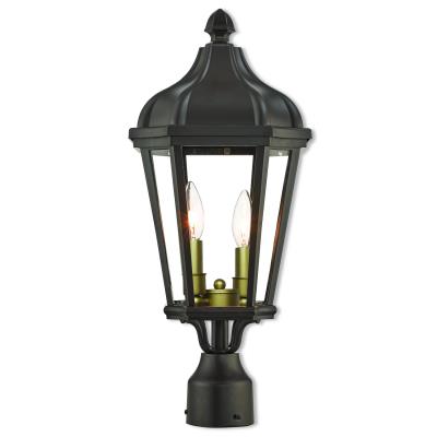 Two Light Outdoor Post Lantern - Bronze w/ Antique Gold Cluster