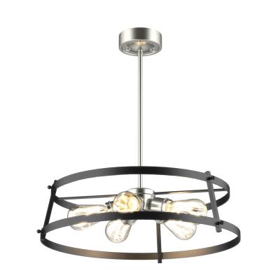 Gentry - Five Light Pendant - Satin Nickel and Graphite