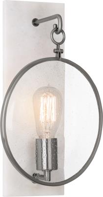 Robert Abbey - 1418 - Fineas - One Light Wall Sconce - Dark Antique Nickel w/Alabaster Stone Back